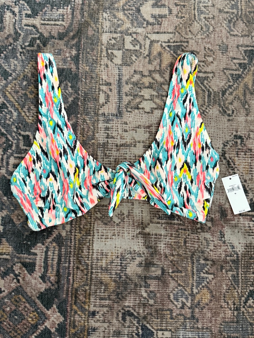 NWT Old Navy Women’s Multicolor Tie-Front Swim Top